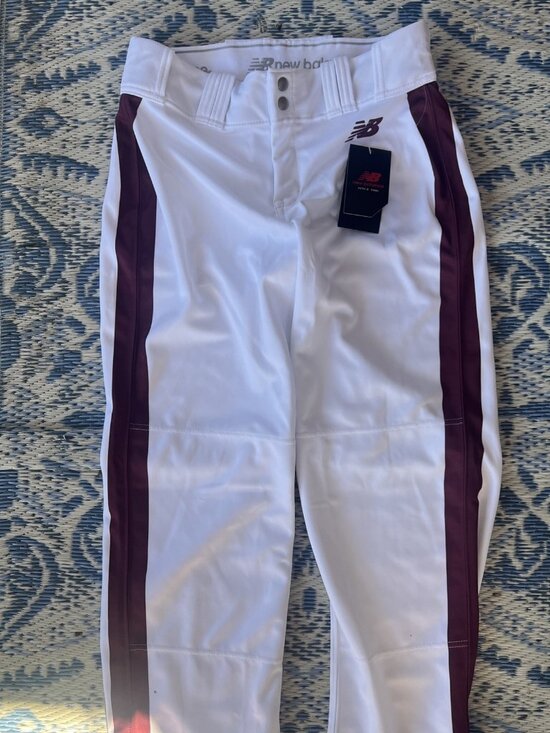 Pants - Balance Baseball Size Medium Men Stripes On Cuff Pants Open Maroon Side New